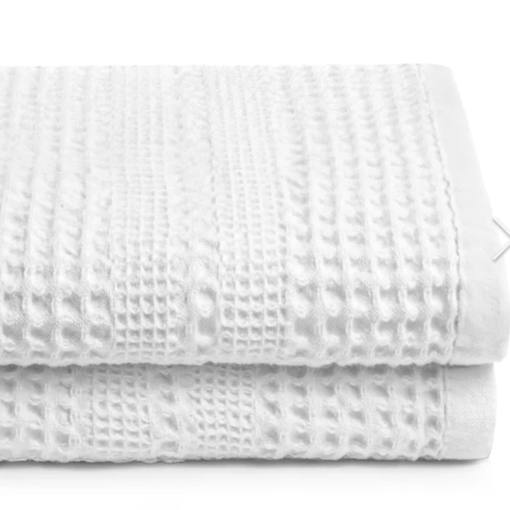 2 Gilden Tree Waffle Weave Cotton White Bath Towels